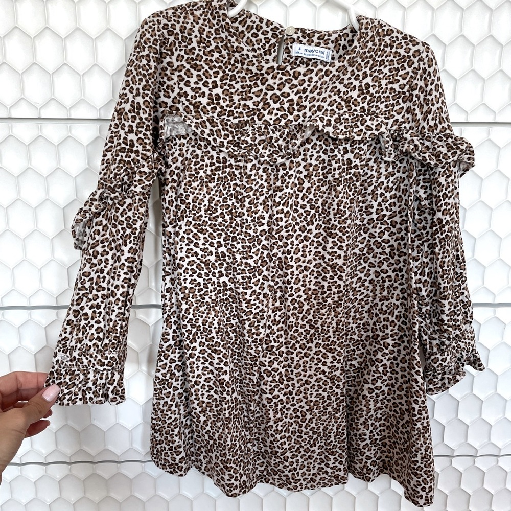 Mayoral Leopard Ruffle Shift Dress